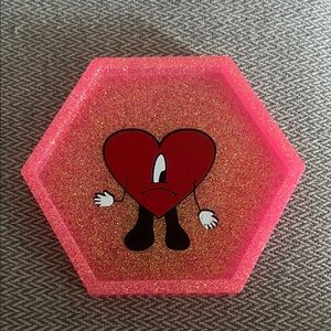Bad Bunny Un Verano Sin Ti Pink Glittery Resin coaster